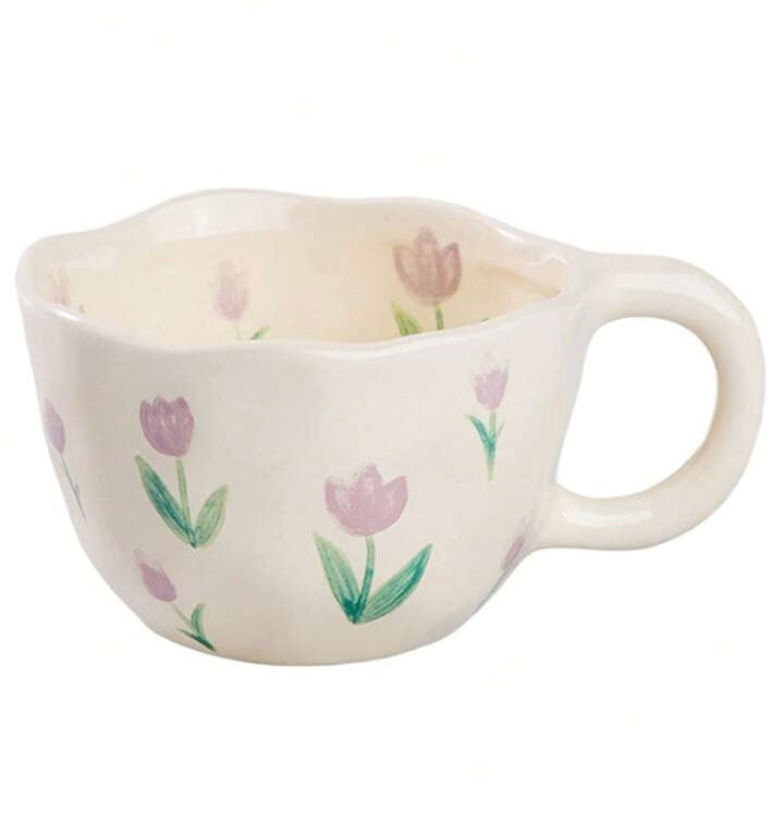 Ceramic Flower Style Matcha Mugs